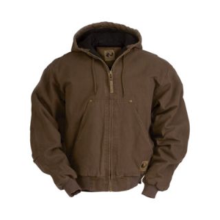 Berne Original Washed Hooded Jacket   Quilt Lined, Bark, XL, Model# HJ375