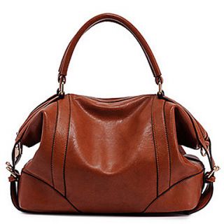 POLO Womens Simple Leather Solid Color Tote(Brown,Black,Wine)