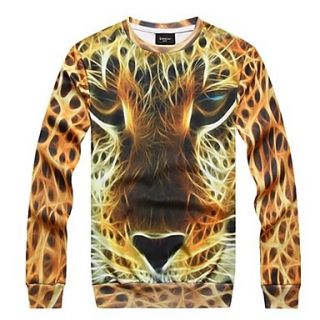 Mens 3D Series Leopard Pattern Printing Fashion Fleece