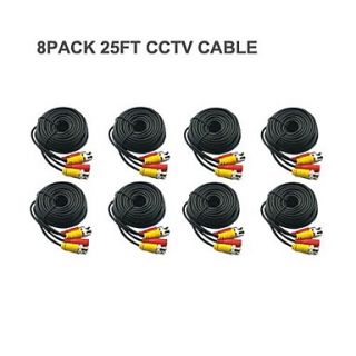 8 PCS 25 Ft BNC Video and Power 12V DC CCTV Cable