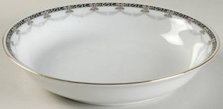 Epiag Bellevue Coupe Soup Bowl, Fine China Dinnerware   Black Band/Flowers&Scrol