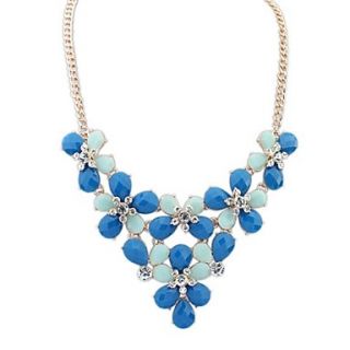 Womens European and America Cute (Flowers) Resin Rhinestone Bib Statement Necklace(More Color) (1 pc)