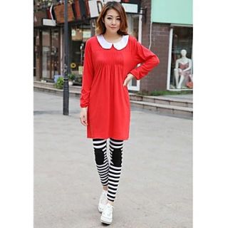 Maternity Doll Collar Solid Color Long Sleeve Above Knee Dress