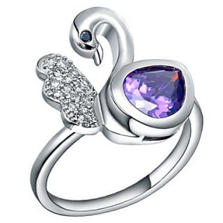 Fashionable Sliver Purple With Cubic Zirconia Teardrop Womens Ring(1 Pc)