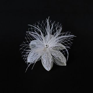 Elastic Tulle And Lace Wedding/Party Flower With Feather
