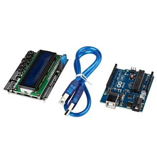 3 in 1 Arduino UNO Microcontroller Development Board with LCD Keypad Shield Expansion Board
