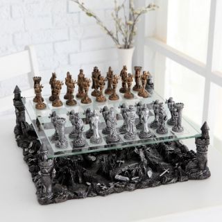 3D Knight Pewter Chess Set Multicolor   2127A