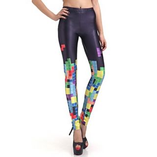 Elonbo Grid Design and Color Style Digital Painting Tight Women Leggings
