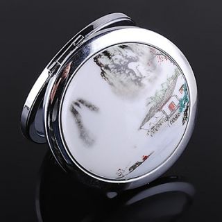 Washing Painting Style Round Stainless Steel Compact Mirror Favor