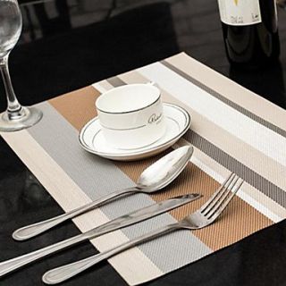 Assorted Colors Striped Placemat for Dinner, L45cm x W 30cm, Heat Resistant PVC