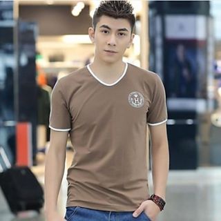 Mens Summer V Neck Casual Short Sleeve Cotton T shirt(Acc Not Included)