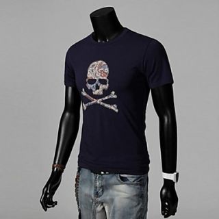 Mens Summer Round Neck Slim Casual Short Sleeve Skull Printing T shirt(Except Acc)