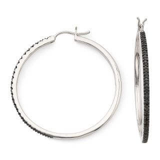 1/4 CT. T.W. Color Enhanced Black Diamond Hoop Earrings, Womens