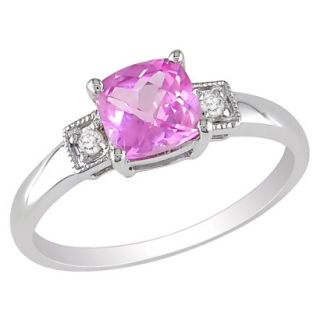 1 1/4 Carat Created Pink Sapphire and Diamond Accent Fashion Ring in Sterling