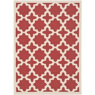 Safavieh Indoor/ Outdoor Courtyard Geometric pattern Red/ Bone Rug (4 X 57)
