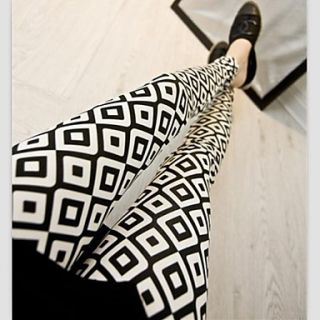 Diamond Pattern Black and White Grid Legging Spandex