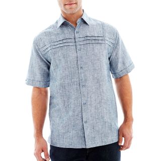 The Havanera Co. Short Sleeve Button Front Shirt, Reflecting Pond, Mens