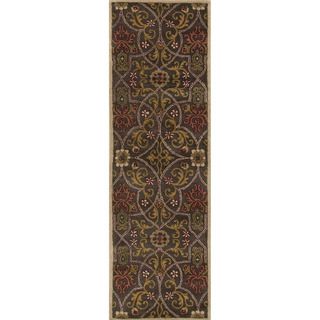 Hand tufted Transitional Oriental Black/ Gold Rug (26 X 8)