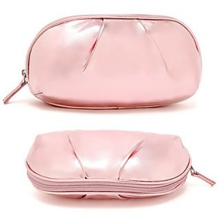 Pink Dazzling Shining Plicated Shell Shaped Clutch Cosmetic Bag Makeup Storage Bag