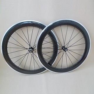 12K Glossy 700C 60mm Carbon Wheelset Clincher with alloy brake surface