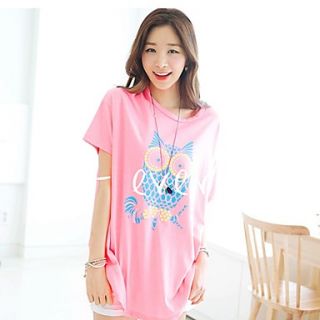 [Pashong] Womens Round Collar Oversized T Shirt with Animal Print (More Colors)
