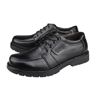 Leather Mens Low Heel Comfort Oxfords Shoes With Lace Up