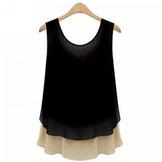 Womens Causal Slender Sleeveless Double Chiffon Shirt