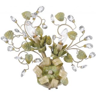 Josie 2 light Champagne/green Tea Wall Sconce (Iron Number of lights Two (2) lights Requires Two (2) 60 watt candelabra base bulbs (not included) Dimensions 14 inches high x 13 inches wide x 5 inches deepThis fixture does need to be hard wired. Profess