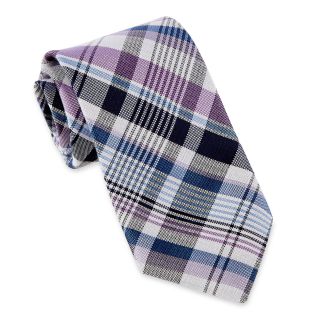 Stafford Casablanca Plaid Tie, Purple, Mens