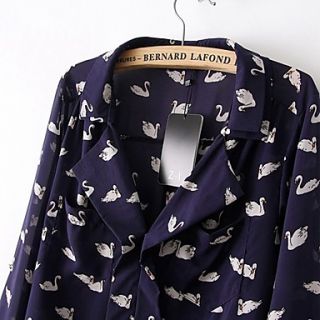 Womens Casual Swan Print Loose Clothes