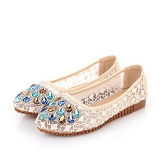 Suede Womens Casual Round Toe Ballet Flats with Rhinestone and Imitation Crystal More Colors