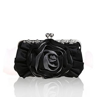 BPRX New WomenS Two Large Flowers Noble Silk Evening Bag (Black)