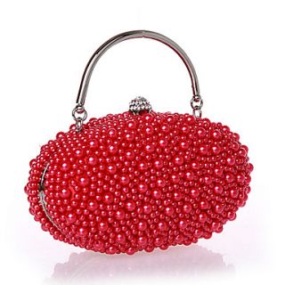 BPRX New WomenS Elegant Compact Pearl Evening Bag (Red)