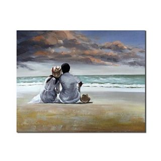 Hand Painted Oil Painting People Lovers on Beachs with Stretched Frame