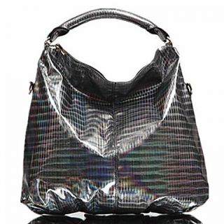 Womens Black PVC Double Shoulder Bag(Lining color on random)