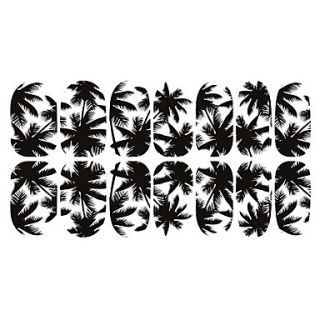 12PCS Black White Coconut Tree Luminous Nail Art Stickers