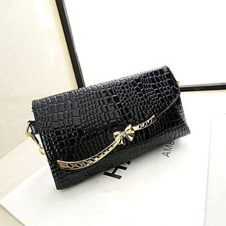 N PAI Womens Fashion Crocodile Pattern Clutch/One Shoulder Bag(Black)7