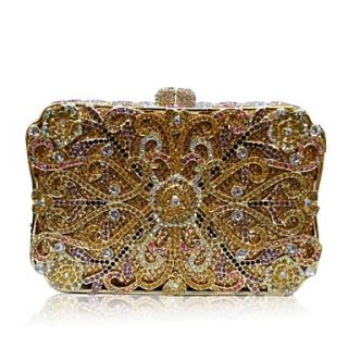 Women Vintage Hollow Flowers with Full Rhinestones/Diamonds Evening Handbags/ Clutches