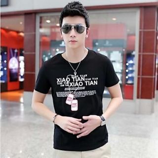 Mens Round Collar Casual Short Sleeve Printing T shirts(Acc Not Included)