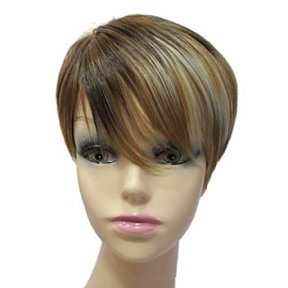 Capless Synthetic Mixed Color Short Straight Synthetic Hair Full Wig