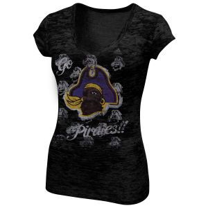 East Carolina Pirates adidas NCAA Womens Go Logo V Neck Short Sleeve Burnout T Shirt