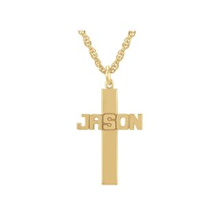 Personalized Cross Pendant 14K Gold Over Sterling Silver, Yellow, Womens