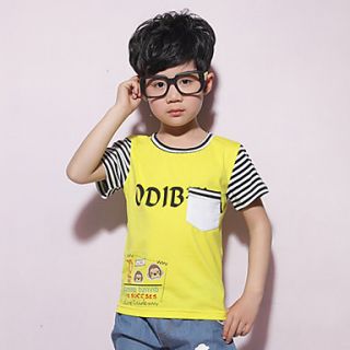 Oudibeila Boys Cotton Splice Color Short Sleeve T Shirt(Yellow)