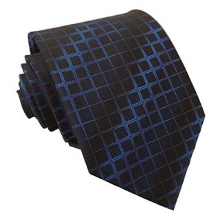 Mens Fashion Italy Style Navy Blue Business Leisure Plaid Dot Microfibre Necktie