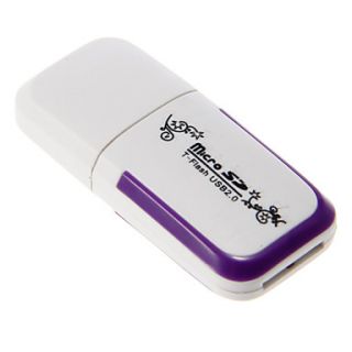 Mini USB 2.0 Memory Card Reader (WhitePurple)
