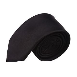 Mens Solid Colour Fashion Black Party Narrow Microfibre Necktie