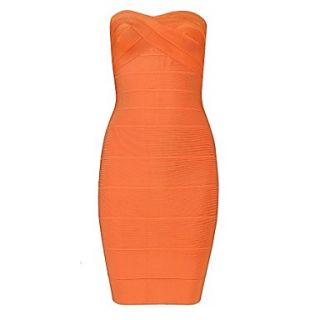 Orange Sexy Strapless Bodycon Bandage Dress