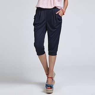 EJAMS Womens Korean Style Slim Waistline Capri Harem Pants(Navy Blue)