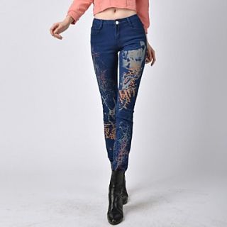 Womens New Spring Anchor Painting Skinny Jeans