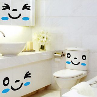 Cartoon Black Blue Smiling Face Wall Stickers